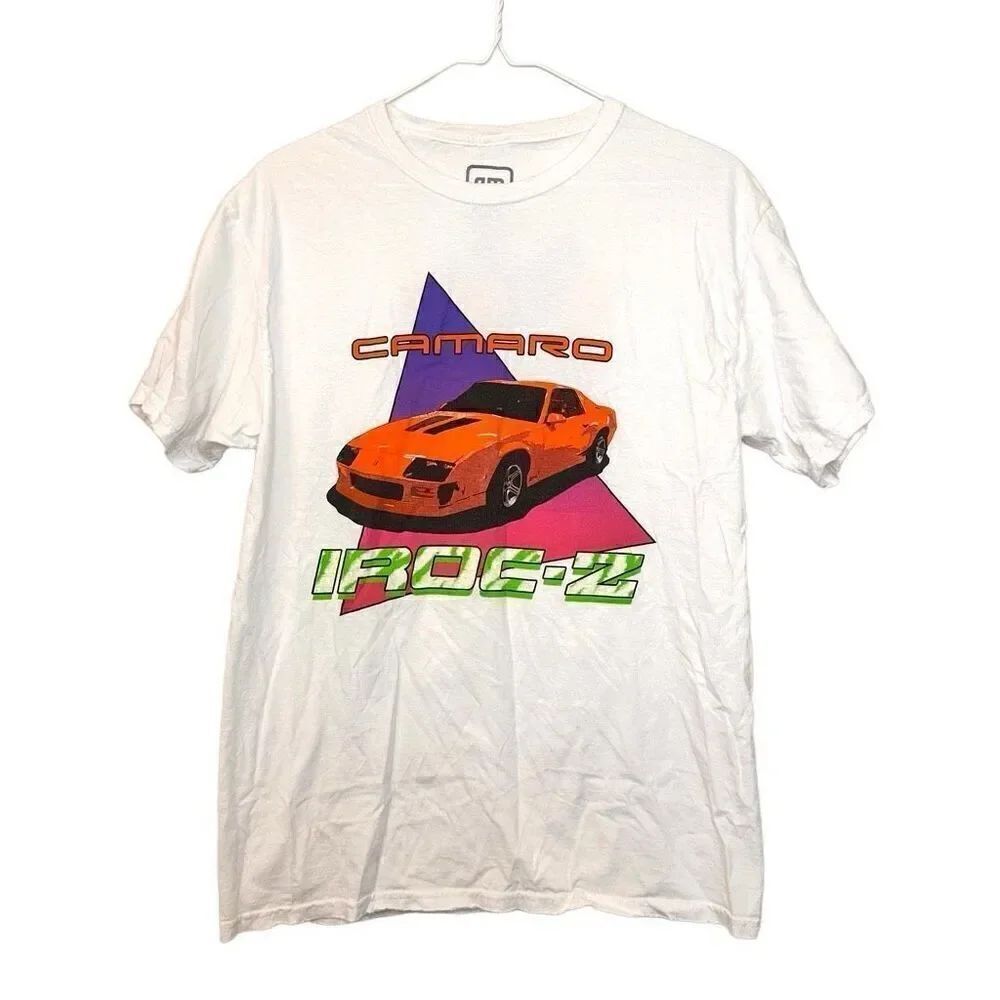 Vtg 90s GM Official Camaro IROC-Z Short Sleeve Cotton Graphic Tee White Small